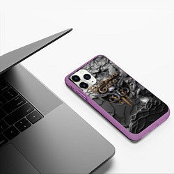 Чехол iPhone 11 Pro матовый Baldurs Gate 3 logo dark, цвет: 3D-фиолетовый — фото 2