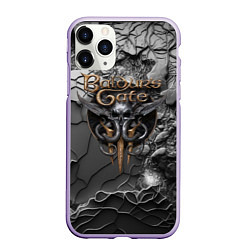 Чехол iPhone 11 Pro матовый Baldurs Gate 3 logo dark, цвет: 3D-светло-сиреневый