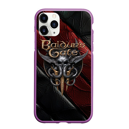 Чехол iPhone 11 Pro матовый Baldurs Gate 3 logo dark / 3D-Фиолетовый – фото 1