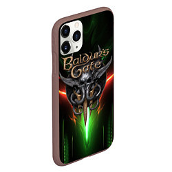 Чехол iPhone 11 Pro матовый Baldurs Gate 3 logo green red light, цвет: 3D-коричневый — фото 2