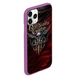 Чехол iPhone 11 Pro матовый Baldurs Gate 3 logo dark red black, цвет: 3D-фиолетовый — фото 2