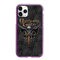Чехол iPhone 11 Pro матовый Baldurs Gate 3 logo dark black, цвет: 3D-фиолетовый