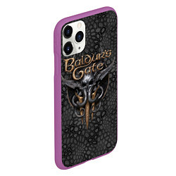 Чехол iPhone 11 Pro матовый Baldurs Gate 3 logo dark black, цвет: 3D-фиолетовый — фото 2