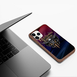 Чехол iPhone 11 Pro матовый Baldurs Gate 3 logo geometry, цвет: 3D-коричневый — фото 2