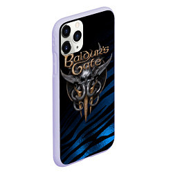 Чехол iPhone 11 Pro матовый Baldurs Gate 3 logo blue geometry, цвет: 3D-светло-сиреневый — фото 2