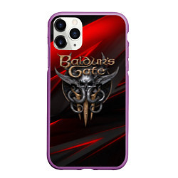 Чехол iPhone 11 Pro матовый Baldurs Gate 3 logo geometry, цвет: 3D-фиолетовый