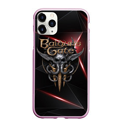 Чехол iPhone 11 Pro матовый Baldurs Gate 3 logo black red, цвет: 3D-розовый