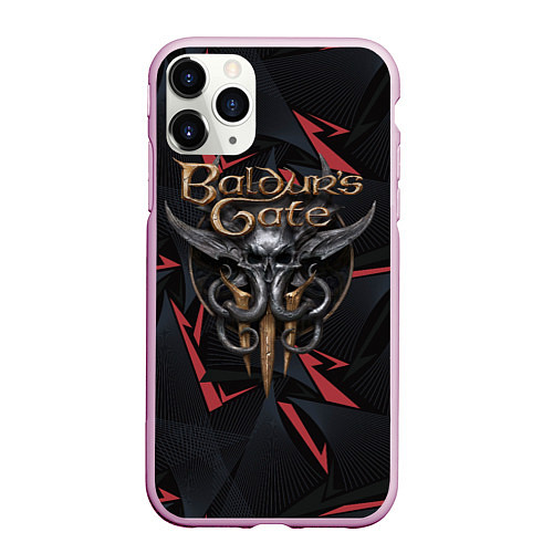 Чехол iPhone 11 Pro матовый Baldurs Gate 3 logo dark red / 3D-Розовый – фото 1