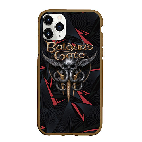 Чехол iPhone 11 Pro матовый Baldurs Gate 3 logo dark red / 3D-Коричневый – фото 1