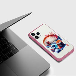 Чехол iPhone 11 Pro матовый Красная панда на охоте, цвет: 3D-малиновый — фото 2