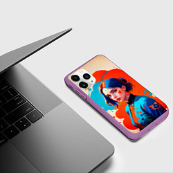 Чехол iPhone 11 Pro матовый Девушка в брызгах краски, цвет: 3D-фиолетовый — фото 2