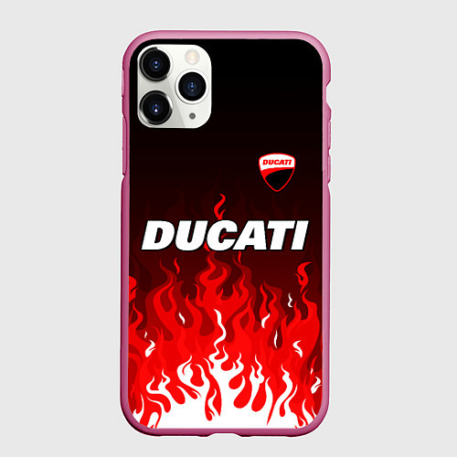Чехол iPhone 11 Pro матовый Ducati- красное пламя / 3D-Малиновый – фото 1