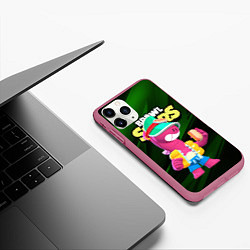Чехол iPhone 11 Pro матовый Doug Brawl stars dark green, цвет: 3D-малиновый — фото 2
