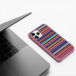 Чехол iPhone 11 Pro матовый Яркие полоски, цвет: 3D-малиновый — фото 2