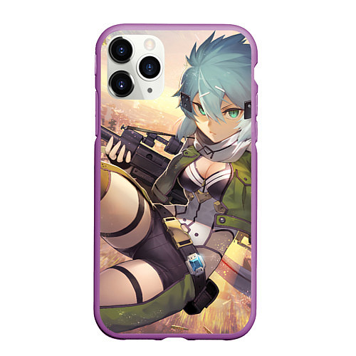 Чехол iPhone 11 Pro матовый Sword Art Online Сино Асада / 3D-Фиолетовый – фото 1