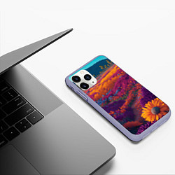 Чехол iPhone 11 Pro матовый Цветочный луг, цвет: 3D-светло-сиреневый — фото 2