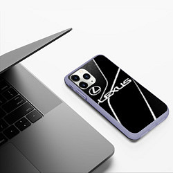 Чехол iPhone 11 Pro матовый Lexus - white line, цвет: 3D-светло-сиреневый — фото 2