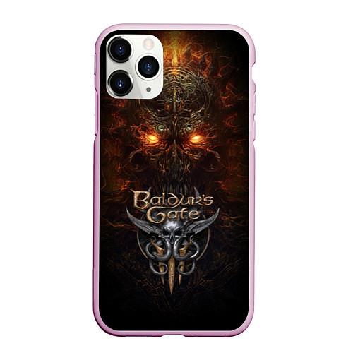 Чехол iPhone 11 Pro матовый Baldurs Gate 3 logo / 3D-Розовый – фото 1