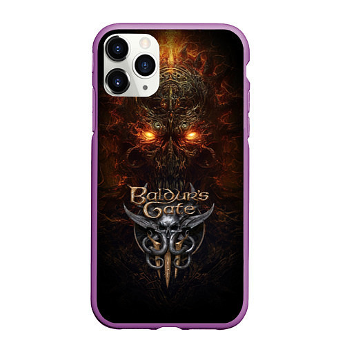 Чехол iPhone 11 Pro матовый Baldurs Gate 3 logo / 3D-Фиолетовый – фото 1