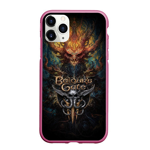 Чехол iPhone 11 Pro матовый Baldurs Gate 3 demon / 3D-Малиновый – фото 1