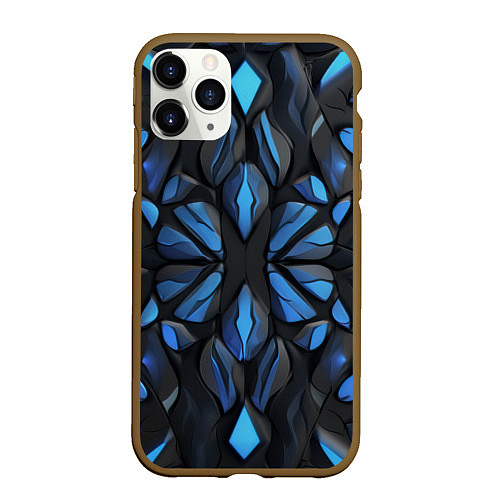 Чехол iPhone 11 Pro матовый Синие объемные узоры / 3D-Коричневый – фото 1