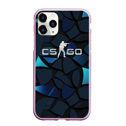 Чехол iPhone 11 Pro матовый CS GO blue black elements, цвет: 3D-розовый