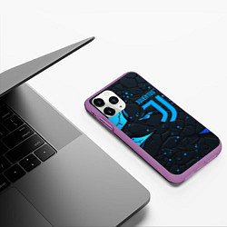 Чехол iPhone 11 Pro матовый Juventus abstract blue logo, цвет: 3D-фиолетовый — фото 2