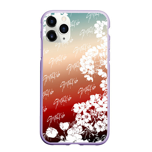 Чехол iPhone 11 Pro матовый Stray Kids flowers / 3D-Светло-сиреневый – фото 1