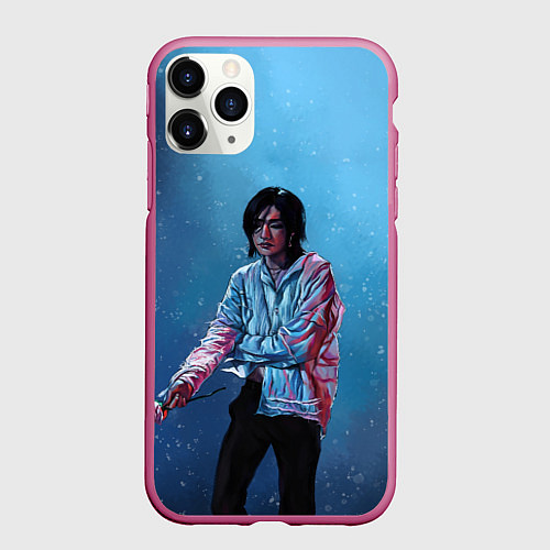 Чехол iPhone 11 Pro матовый Хёнджин на концерте - Stray Kids / 3D-Малиновый – фото 1