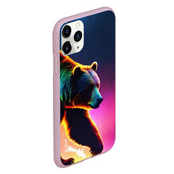 Чехол iPhone 11 Pro матовый Неоновый светящийся медведь гризли, цвет: 3D-розовый — фото 2