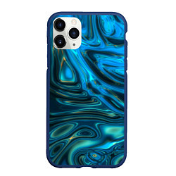 Чехол iPhone 11 Pro матовый Абстракция плазма сине-голубой, цвет: 3D-тёмно-синий