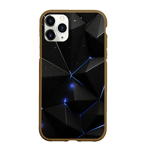 Чехол iPhone 11 Pro матовый Black geometry texture / 3D-Коричневый – фото 1