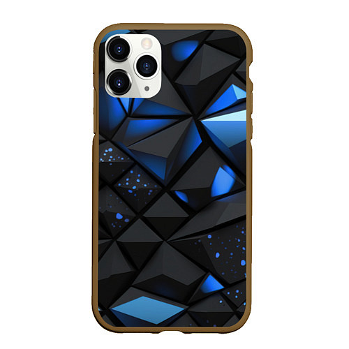 Чехол iPhone 11 Pro матовый Blue black texture / 3D-Коричневый – фото 1