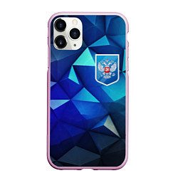 Чехол iPhone 11 Pro матовый Russia blue abstract, цвет: 3D-розовый