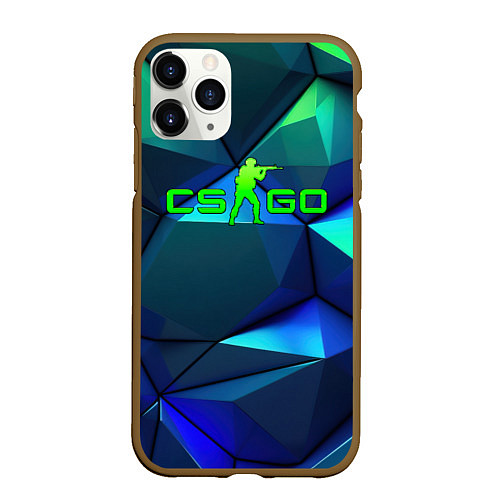 Чехол iPhone 11 Pro матовый CSGO blue green gradient / 3D-Коричневый – фото 1