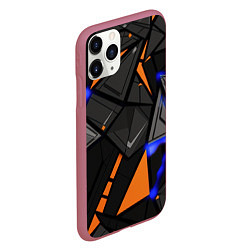 Чехол iPhone 11 Pro матовый Orange black style, цвет: 3D-малиновый — фото 2