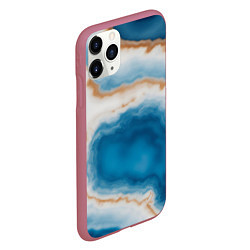 Чехол iPhone 11 Pro матовый Волна голубого агата, цвет: 3D-малиновый — фото 2