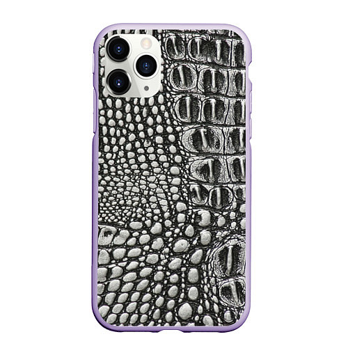 Чехол iPhone 11 Pro матовый Кожа крокодила - текстура / 3D-Светло-сиреневый – фото 1