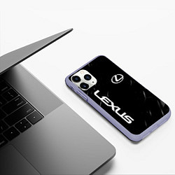 Чехол iPhone 11 Pro матовый Lexus - minimalism, цвет: 3D-светло-сиреневый — фото 2