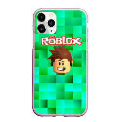 Чехол iPhone 11 Pro матовый Roblox head на пиксельном фоне, цвет: 3D-розовый