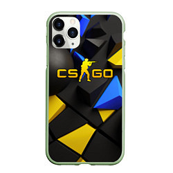 Чехол iPhone 11 Pro матовый CSGO blue yellow abstract, цвет: 3D-салатовый