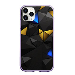 Чехол iPhone 11 Pro матовый Black yellow geometry