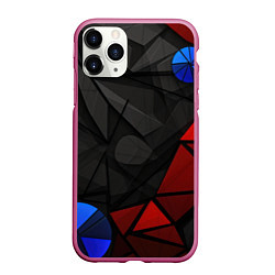 Чехол iPhone 11 Pro матовый Black blue red elements