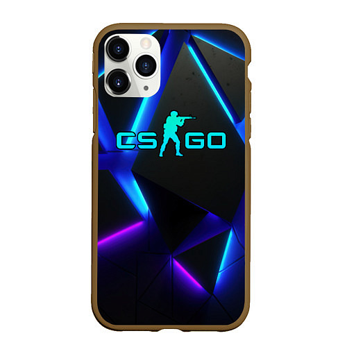 Чехол iPhone 11 Pro матовый CSGO neon geometry / 3D-Коричневый – фото 1