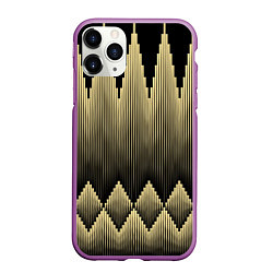 Чехол iPhone 11 Pro матовый Золотые ромбы на черном, цвет: 3D-фиолетовый