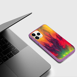 Чехол iPhone 11 Pro матовый Огненный тай дай, цвет: 3D-фиолетовый — фото 2