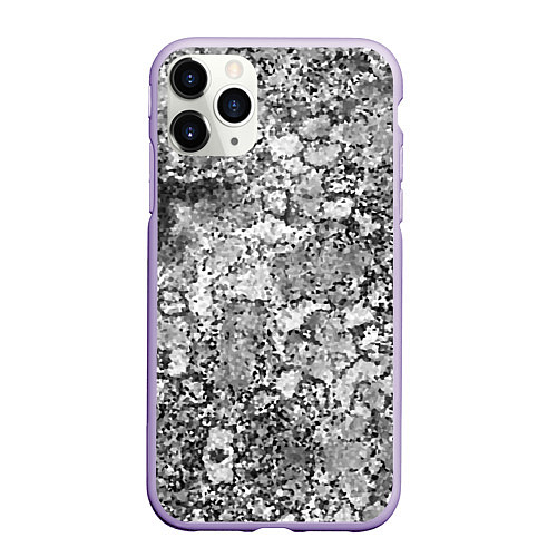 Чехол iPhone 11 Pro матовый Черно-белый мозаичный узор / 3D-Светло-сиреневый – фото 1
