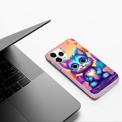 Чехол iPhone 11 Pro матовый Котик с воздушными шариками, цвет: 3D-розовый — фото 2