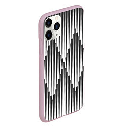 Чехол iPhone 11 Pro матовый Большие вдавленные ромбы, цвет: 3D-розовый — фото 2
