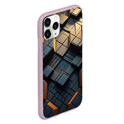 Чехол iPhone 11 Pro матовый Объемные кубы, цвет: 3D-розовый — фото 2
